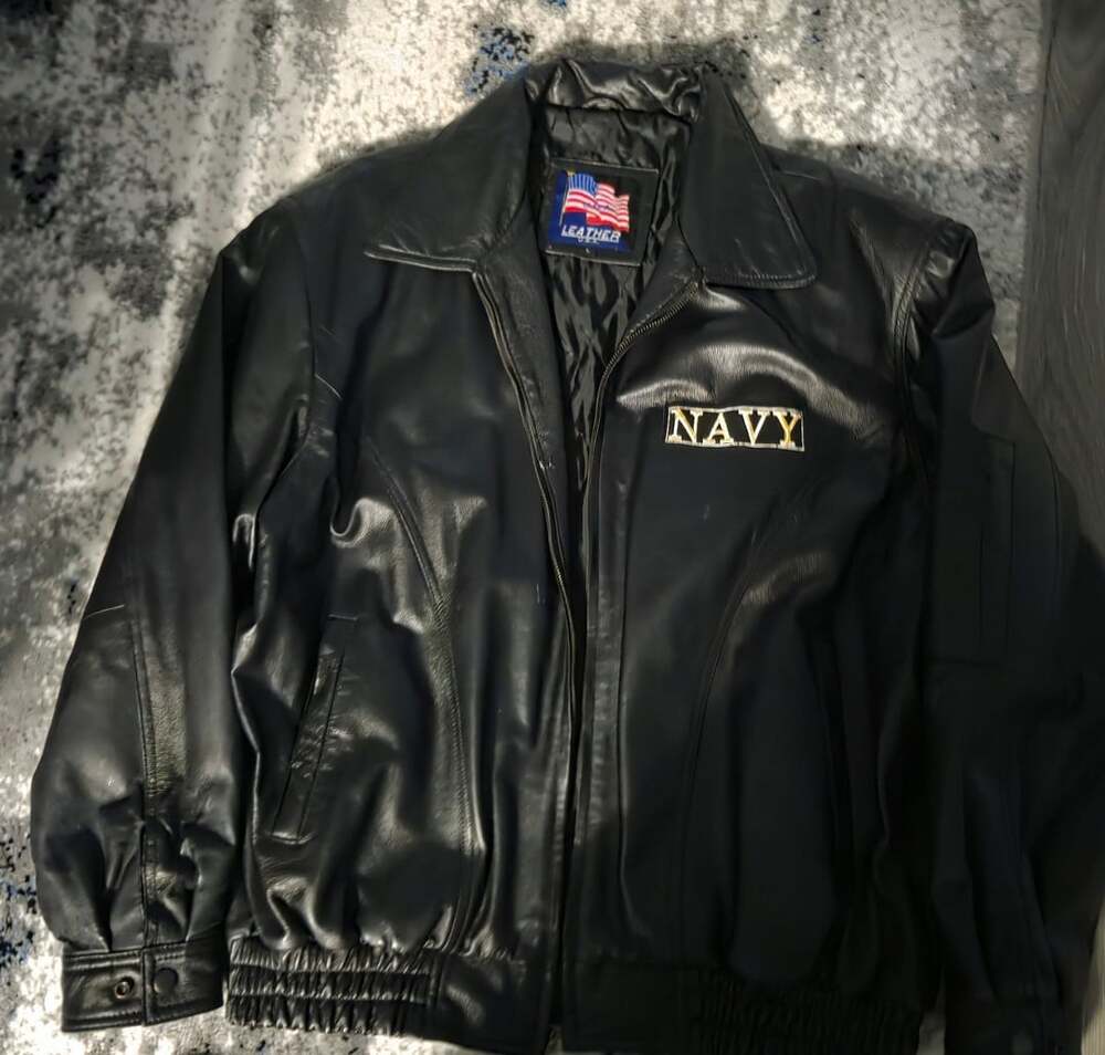 Leather U.S.A. Navy Leather Bomber Jacket Size L Black